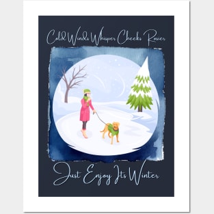 Winter's Joy: Girl, Dog, Snow Posters and Art